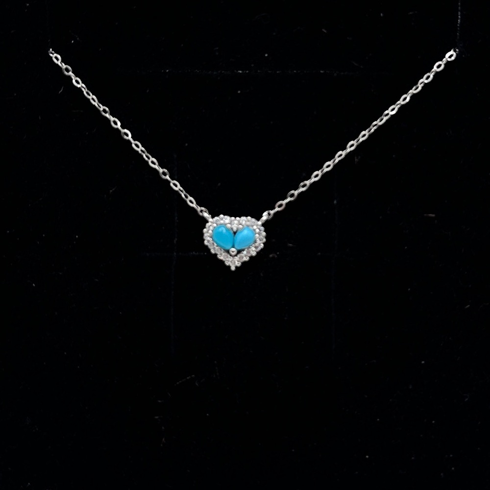 Sleeping beauty turqoise heart necklace sterling silver